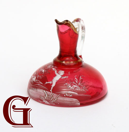 cranberry glass Mary Gregory ewer